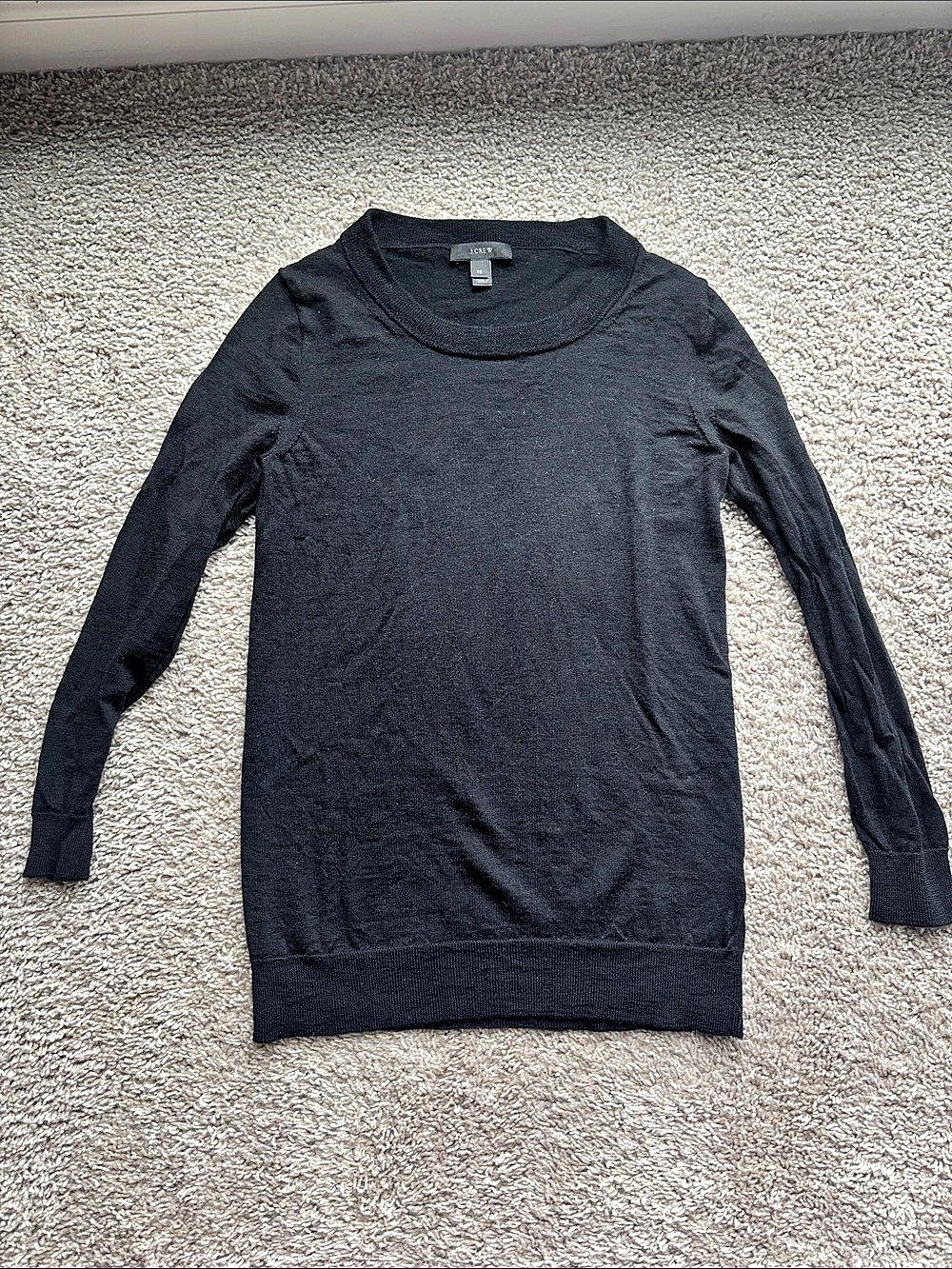 J.Crew Merino Wool Crewneck Sweater in Black Size XS